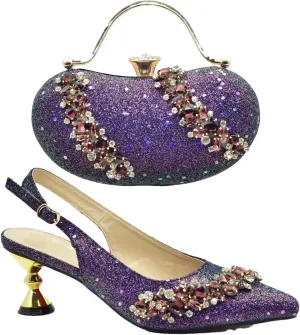 Women's African Pointed-Toe Bridal Set - Plus Size Rhinestone Wedding Pumps