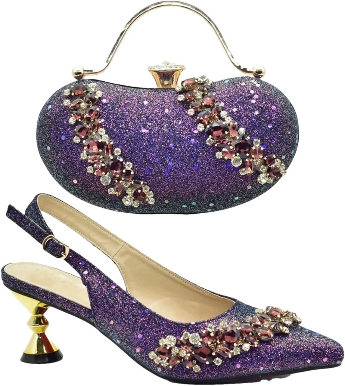 Women's African Pointed-Toe Bridal Set - Plus Size Rhinestone Wedding Pumps