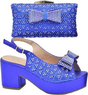 Women's African Wedding Luxury Set - Rhinestone Platform Heels & Matching Bag