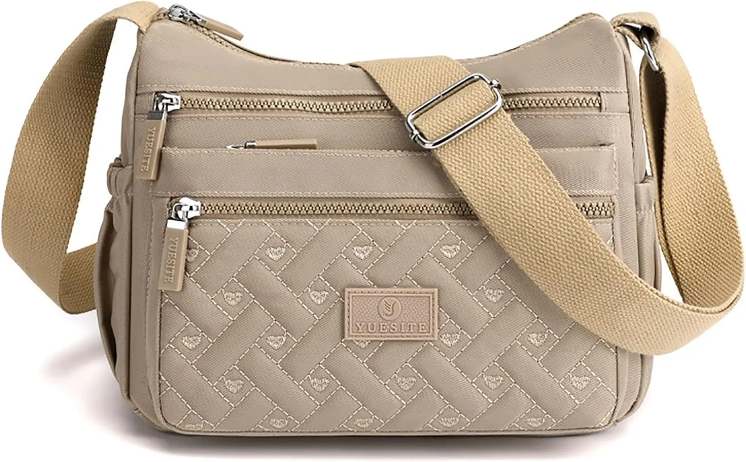 Women's Anti Theft Shoulder Bags Lightweight Quilted Leather Handbags for Women Beach Bag Water Proof Sandproof(Khaki)