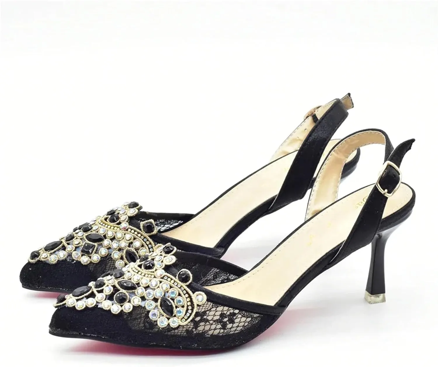 Women's Black African-Italian Bridal Set - Elegant Pumps & Matching Clutch Bag