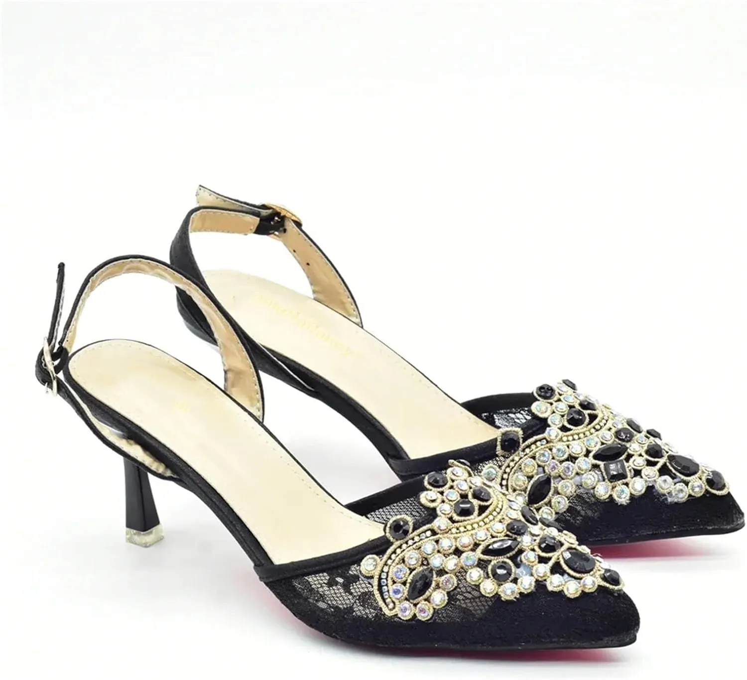Women's Black African-Italian Bridal Set - Elegant Pumps & Matching Clutch Bag