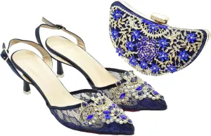 Women's Black African-Italian Bridal Set - Elegant Pumps & Matching Clutch Bag