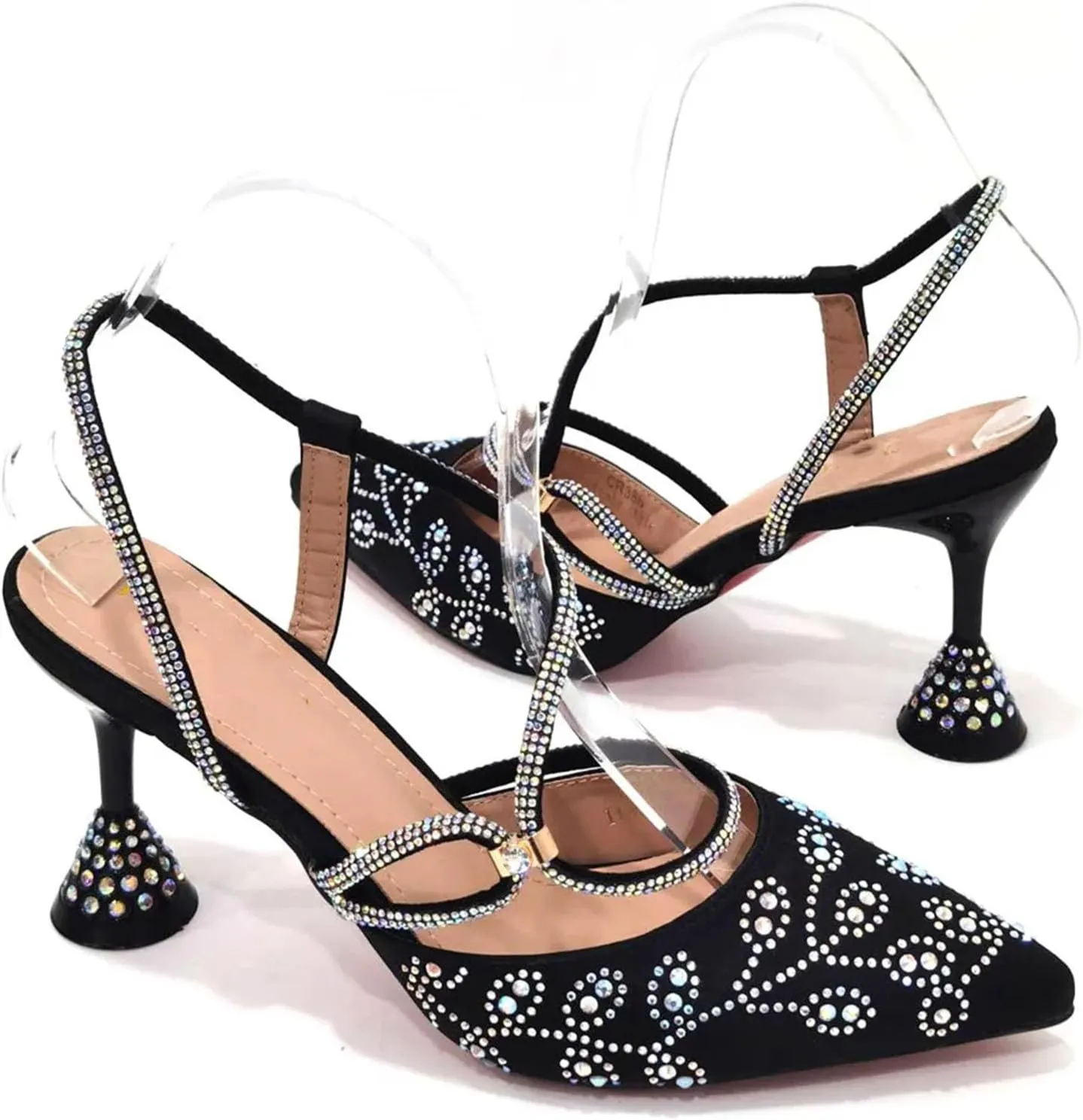Women's Black INS Style Bridal Set - Artisan-Crafted Heels & Pearl-Clasp Clutch for Nigerian Traditional Weddings