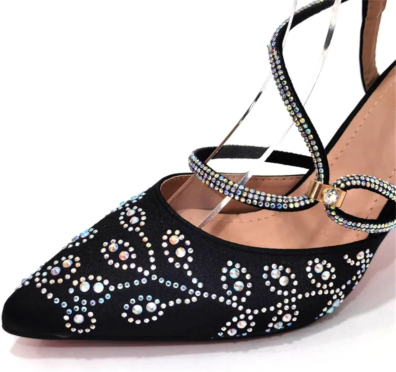 Women's Black INS Style Bridal Set - Artisan-Crafted Heels & Pearl-Clasp Clutch for Nigerian Traditional Weddings
