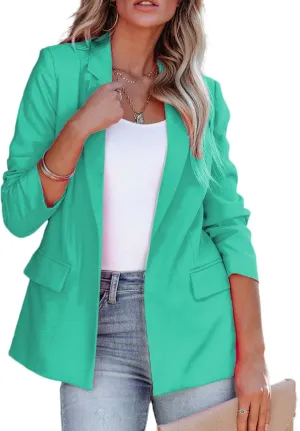 Womens Blazer Jackets Business Casual Long Sleeve Open Front Work Office Blazers Notch Collar Button Suit Jackets