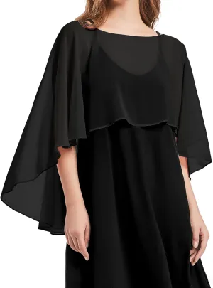 Womens Capelets Shawls and Wraps for Evening Dress Chiffon Capes Wedding Cover Up