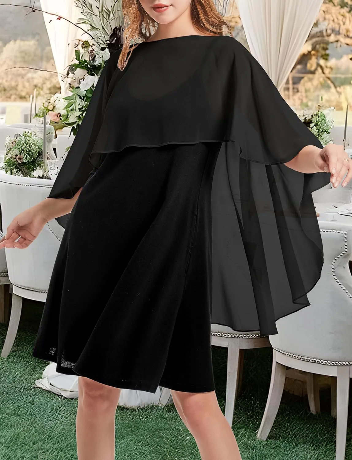 Womens Capelets Shawls and Wraps for Evening Dress Chiffon Capes Wedding Cover Up