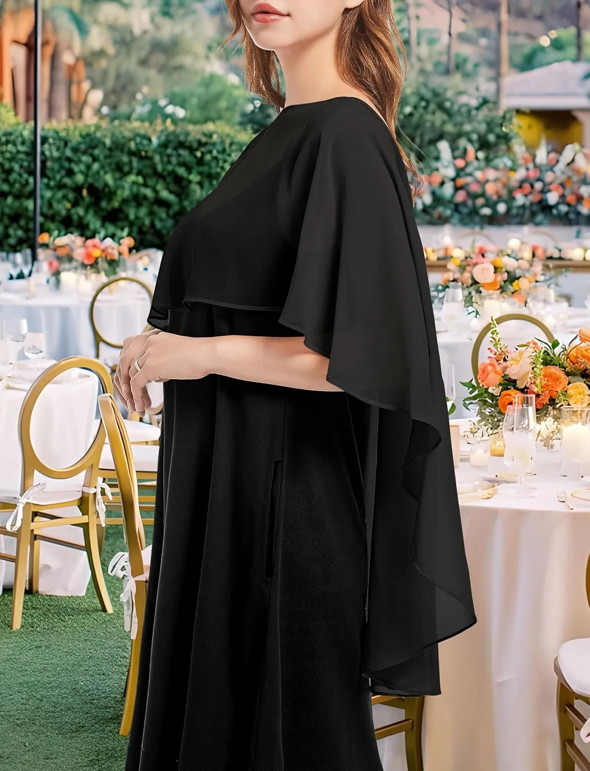 Womens Capelets Shawls and Wraps for Evening Dress Chiffon Capes Wedding Cover Up