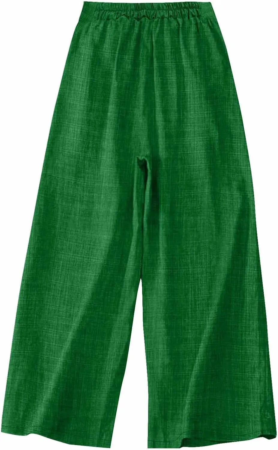 Womens Casual Linen Wide Leg Pants Elastic High Waist Palazzo Trousers Boho Beach Vacation Lounge Slacks with Pocket