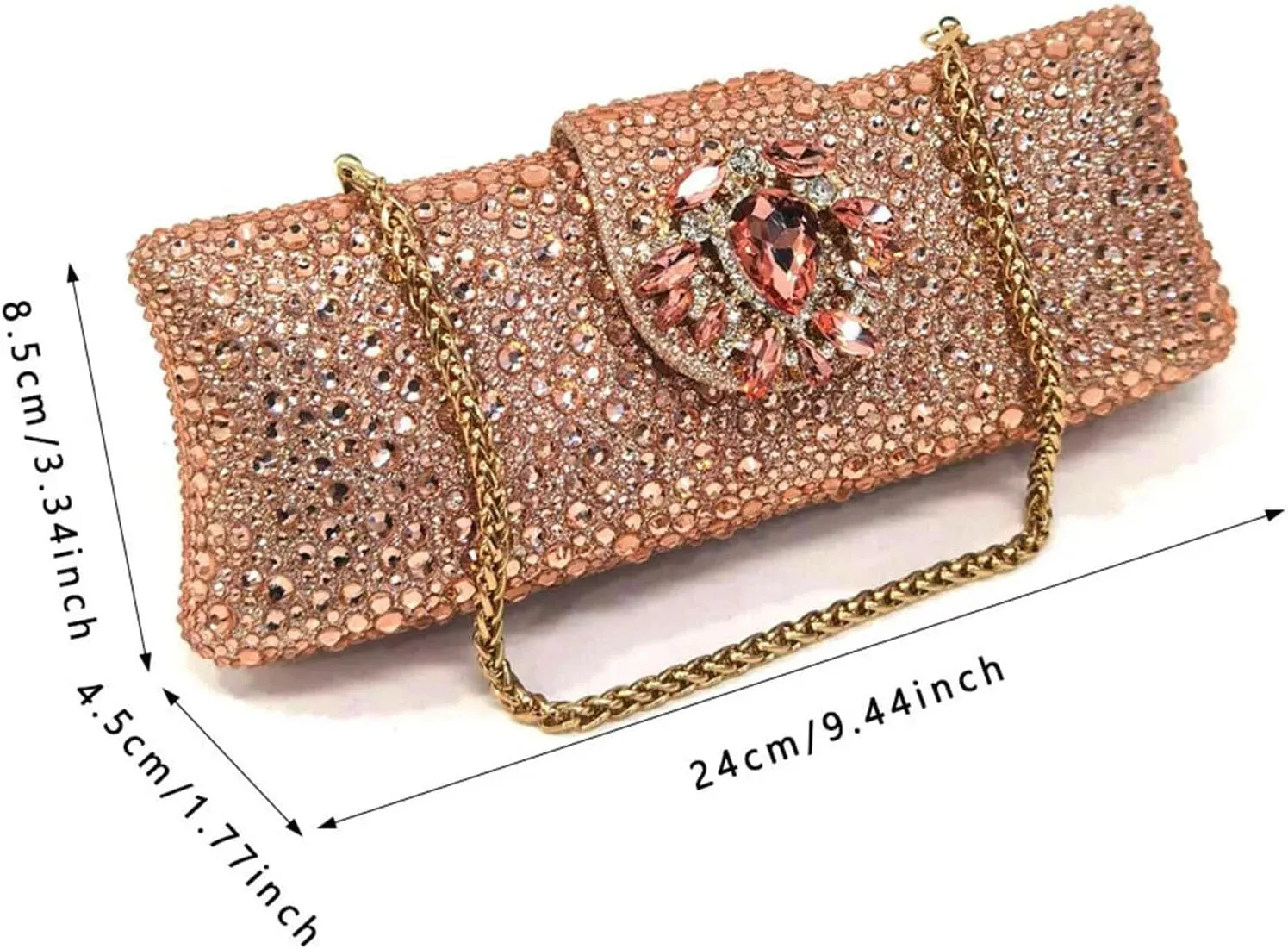 Women's Champagne Elegance Party Set - Rhinestone High Heels & Embellished Clutch Bag