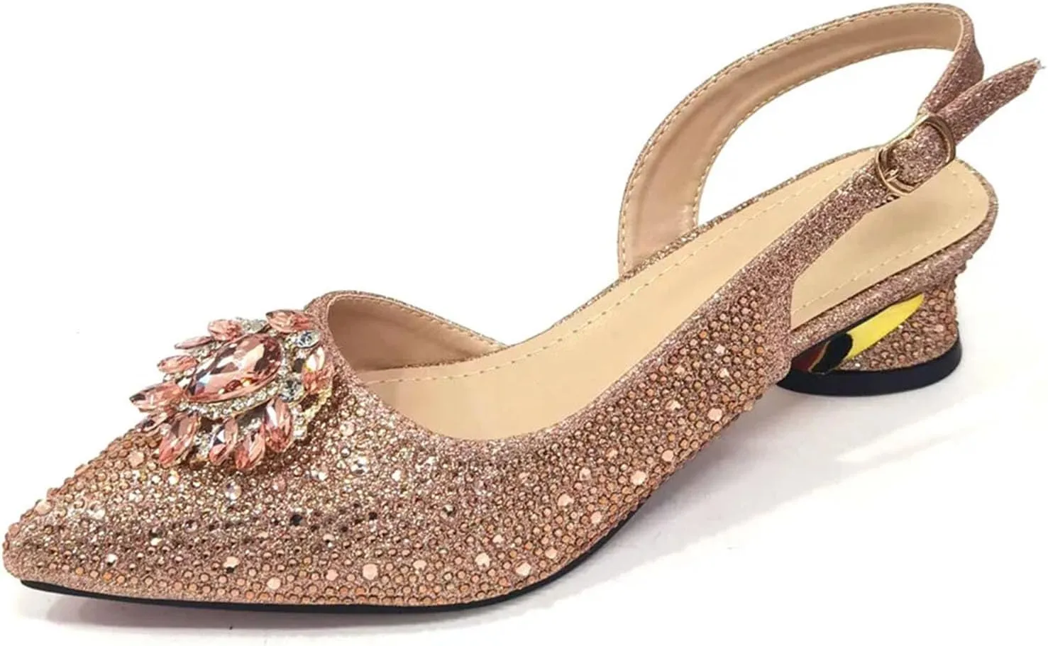 Women's Champagne Elegance Party Set - Rhinestone High Heels & Embellished Clutch Bag