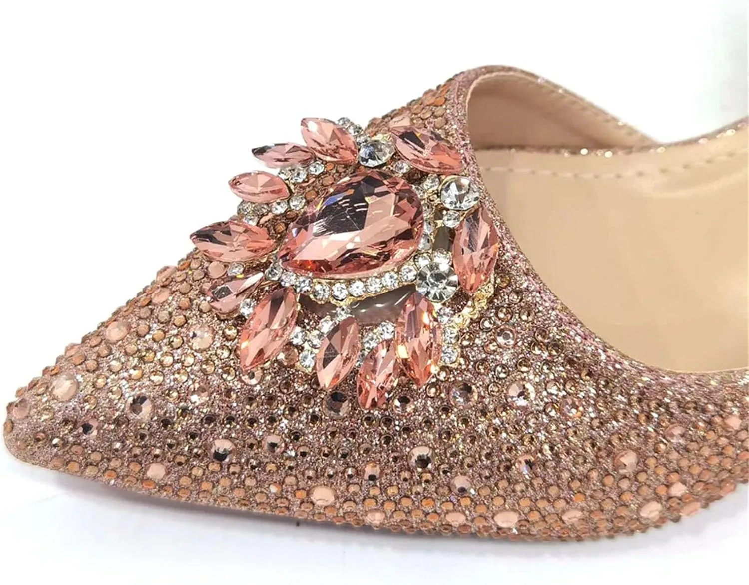Women's Champagne Elegance Party Set - Rhinestone High Heels & Embellished Clutch Bag