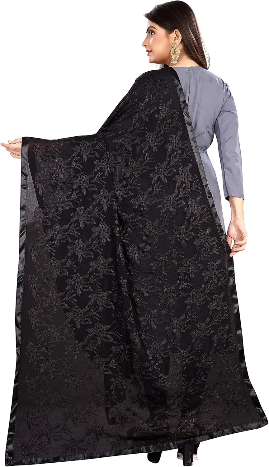 Women's Chiffon Embroidered Scarf Pashmina Shawls and Wraps for Evening Dress, Wedding & Special Occasion