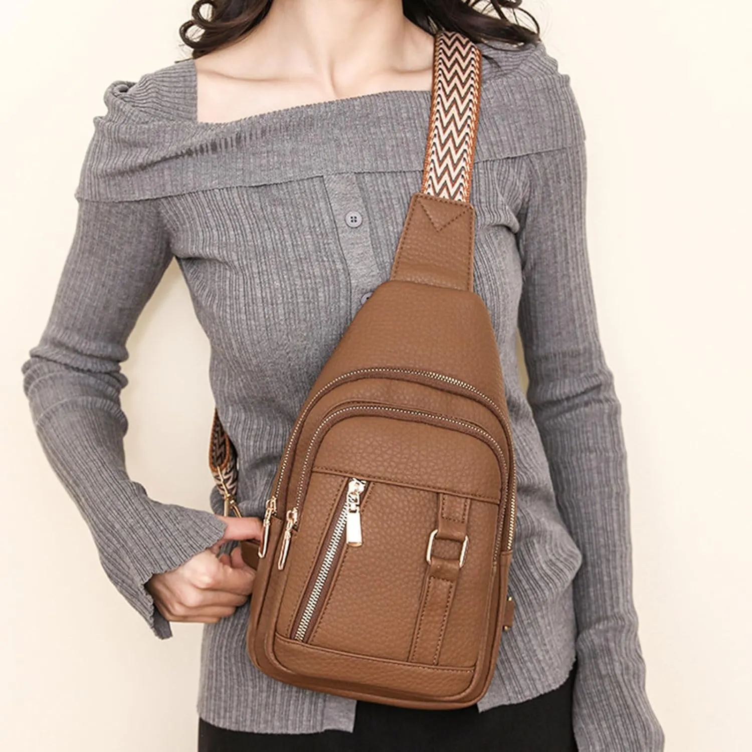 Women's Crossbody Handbags 2024 New Leather Fanny Pack for Girls,trendy Chest Bag Backpack with Adjustable Strap,cross Body Bag for Travel Outdoor Sports Hiking