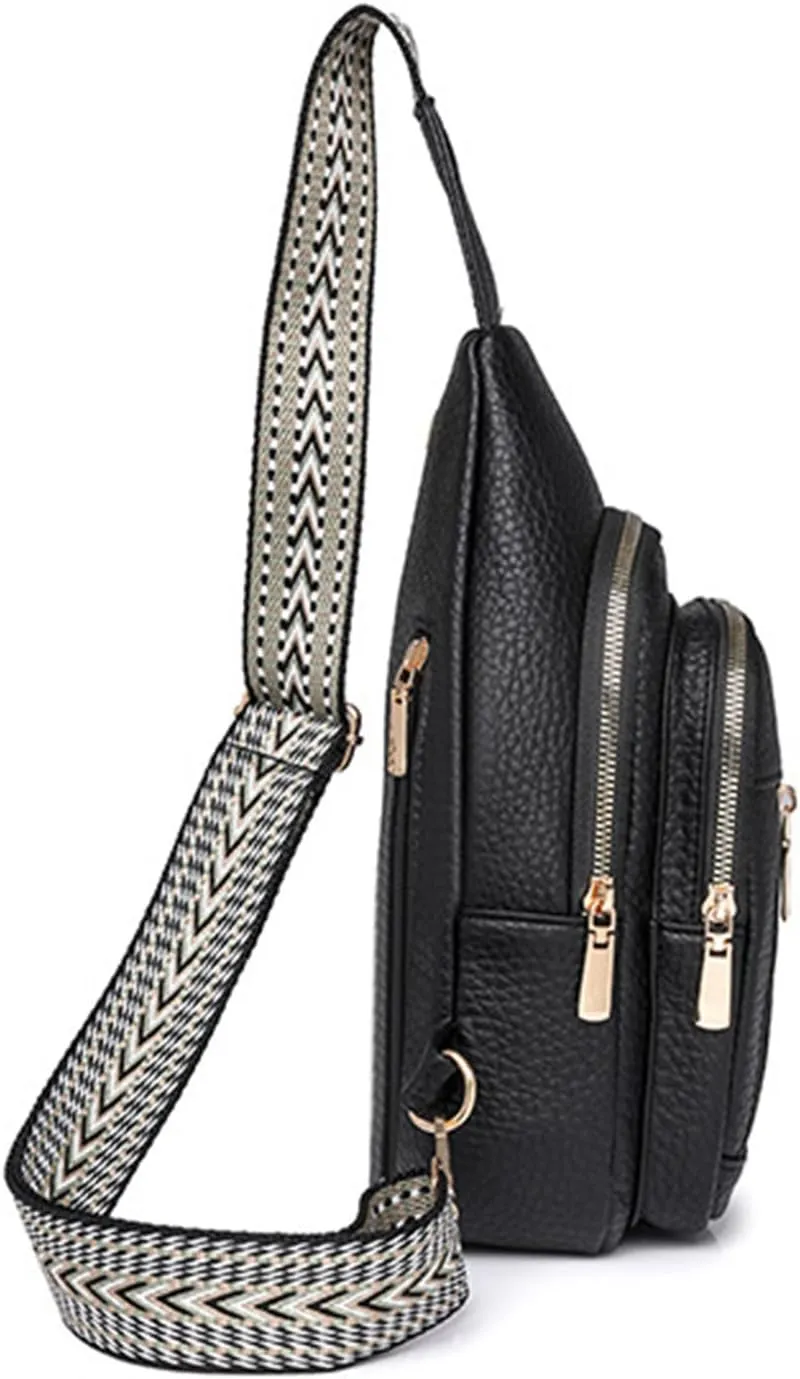 Women's Crossbody Handbags 2024 New Leather Fanny Pack for Girls,trendy Chest Bag Backpack with Adjustable Strap,cross Body Bag for Travel Outdoor Sports Hiking