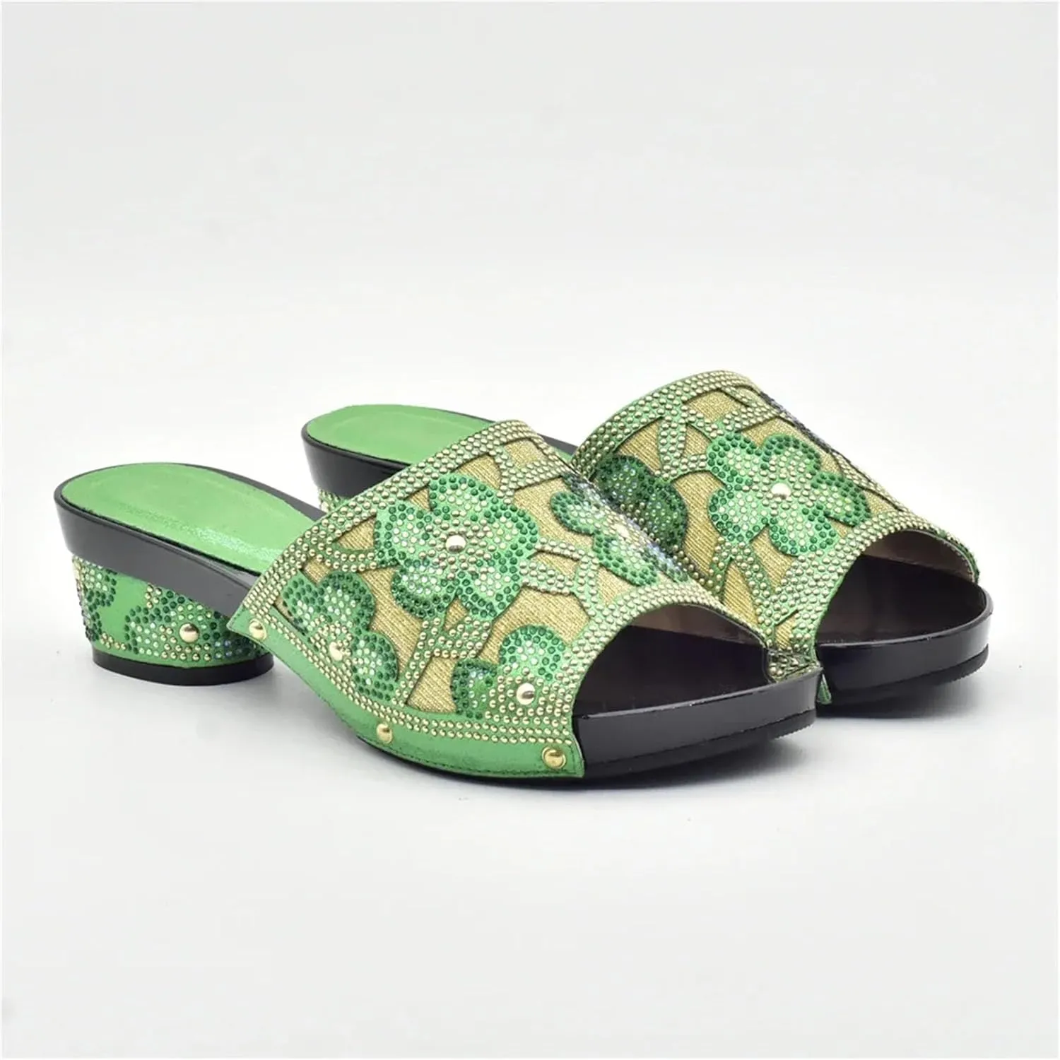 Women's EN8 Color Nigerian Shoe & Bag Set - Italian Rhinestone Pumps & Matching Clutch for African Weddings