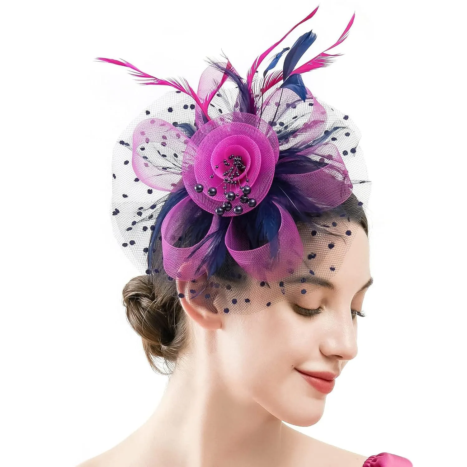 Womens Fascinator Hat Green Hat For Women Wedding Flower Cocktail Mesh Feathers Hair Clip Derby Hats And Fascinators
