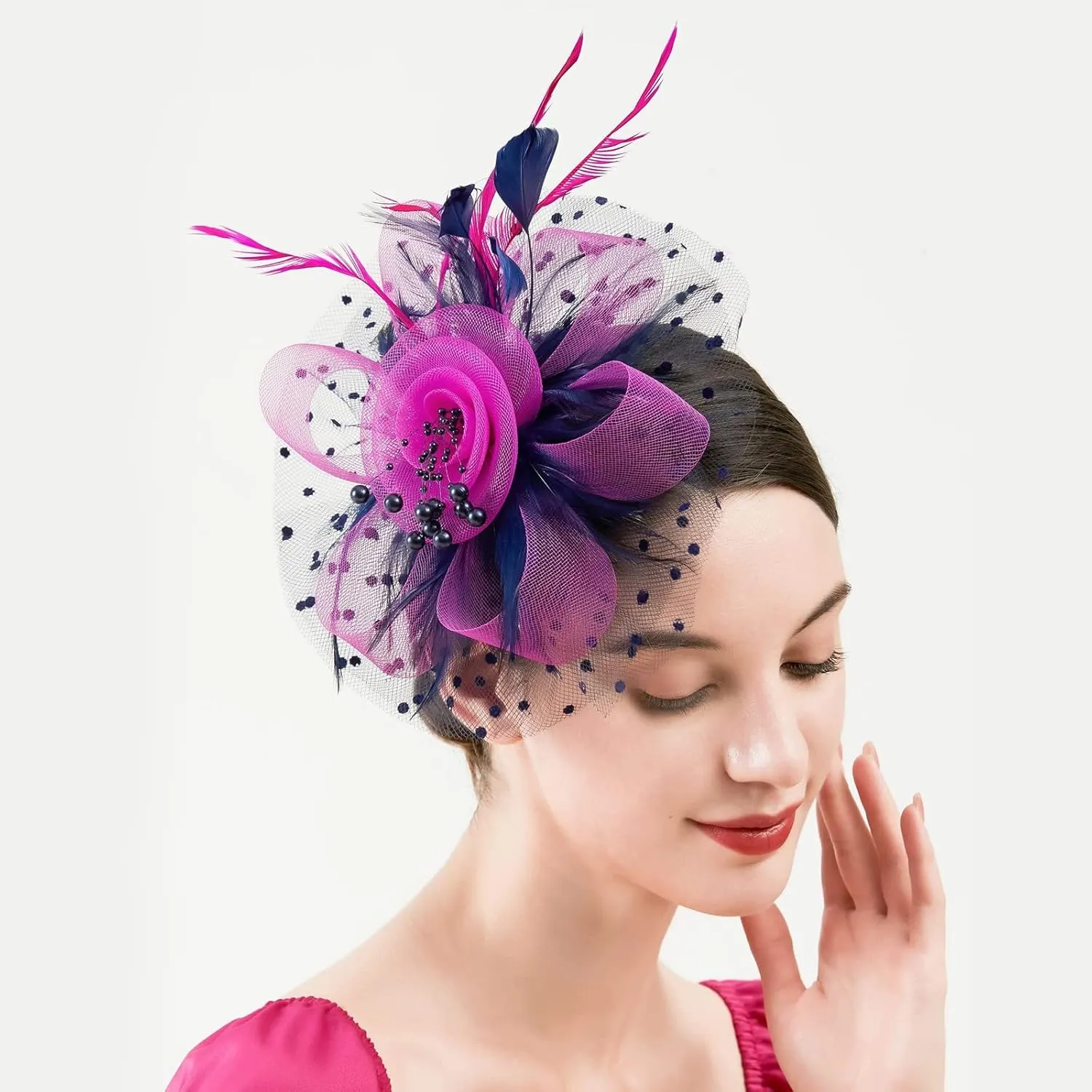 Womens Fascinator Hat Green Hat For Women Wedding Flower Cocktail Mesh Feathers Hair Clip Derby Hats And Fascinators