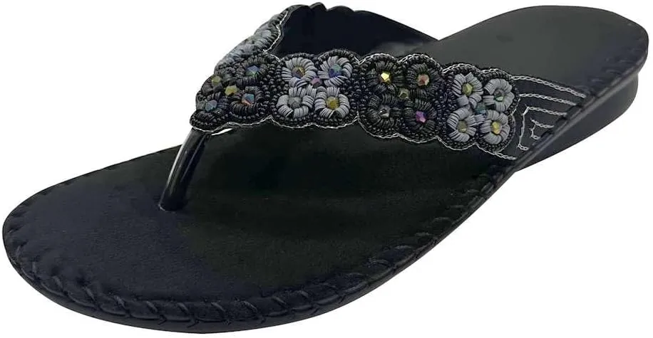 Womens Fashion Orthotic Etnic Flip Flops Ladies Slip On Cushion Thong Sandals With Comfortable Arch Support