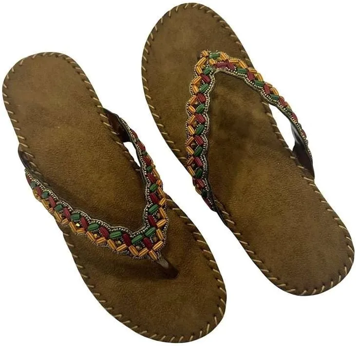 Womens Fashion Orthotic Etnic Flip Flops Ladies Slip On Cushion Thong Sandals With Comfortable Arch Support