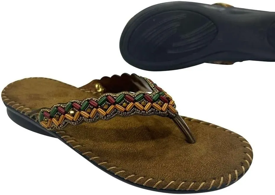 Womens Fashion Orthotic Etnic Flip Flops Ladies Slip On Cushion Thong Sandals With Comfortable Arch Support