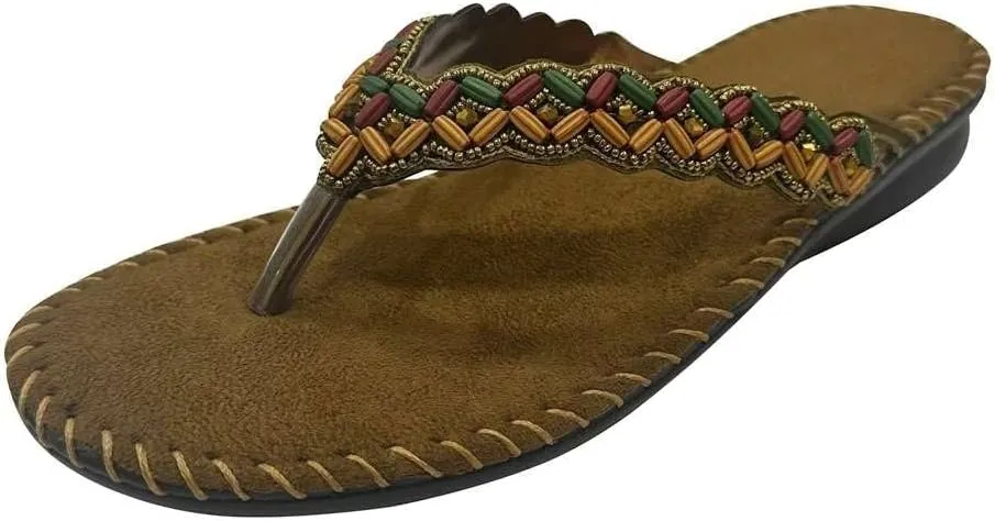 Womens Fashion Orthotic Etnic Flip Flops Ladies Slip On Cushion Thong Sandals With Comfortable Arch Support