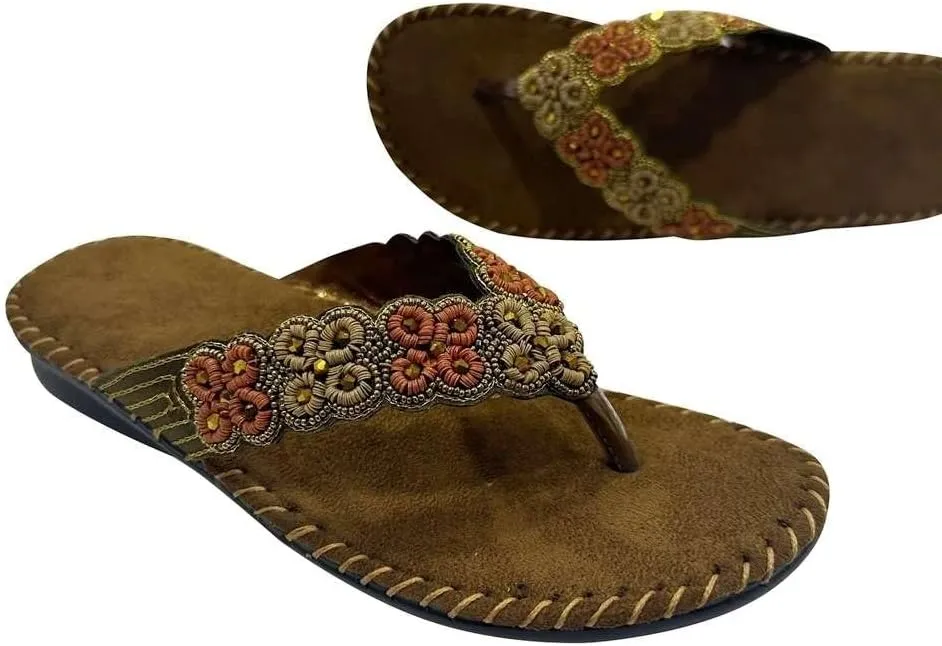Womens Fashion Orthotic Etnic Flip Flops Ladies Slip On Cushion Thong Sandals With Comfortable Arch Support