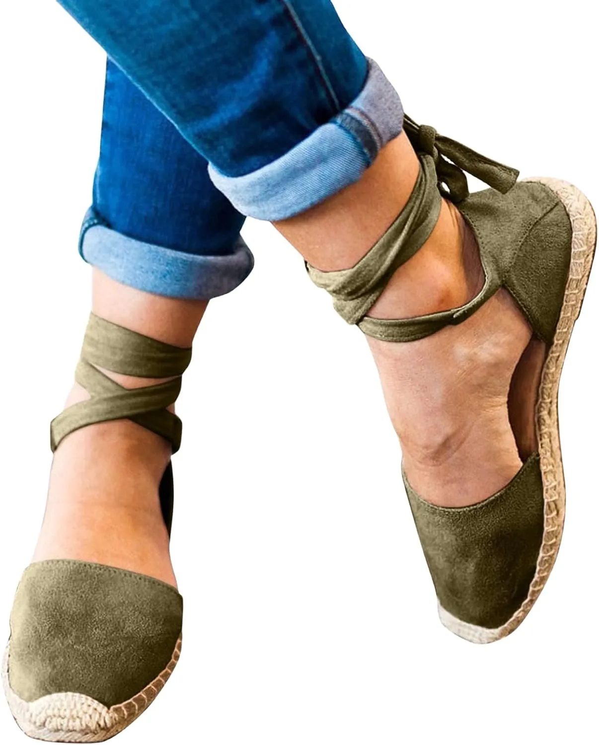 Womens Flat Espadrille Closed Toe Sandals Summer Espadrilles Heel Slingback Ankle Buckle Strap Shoes Lace Up Comfy Casual Outdoor Classic Sandals Breathable Lightweight Walking Footwear