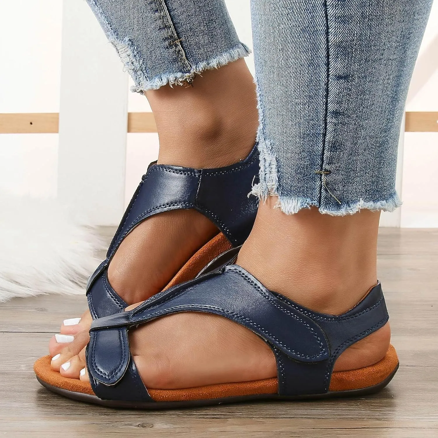 Women's Flat Sandals Arch Support Orthopedic Sandals for Women 2025 Comfortable Soft Cushion Sandal Fashion Summer Beach Vacation Comfort Shoes