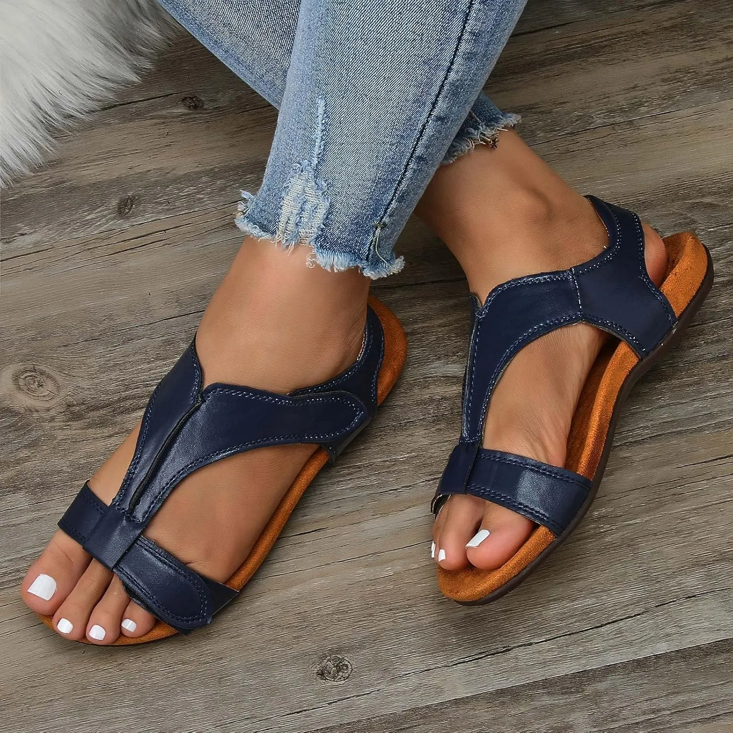 Women's Flat Sandals Arch Support Orthopedic Sandals for Women 2025 Comfortable Soft Cushion Sandal Fashion Summer Beach Vacation Comfort Shoes