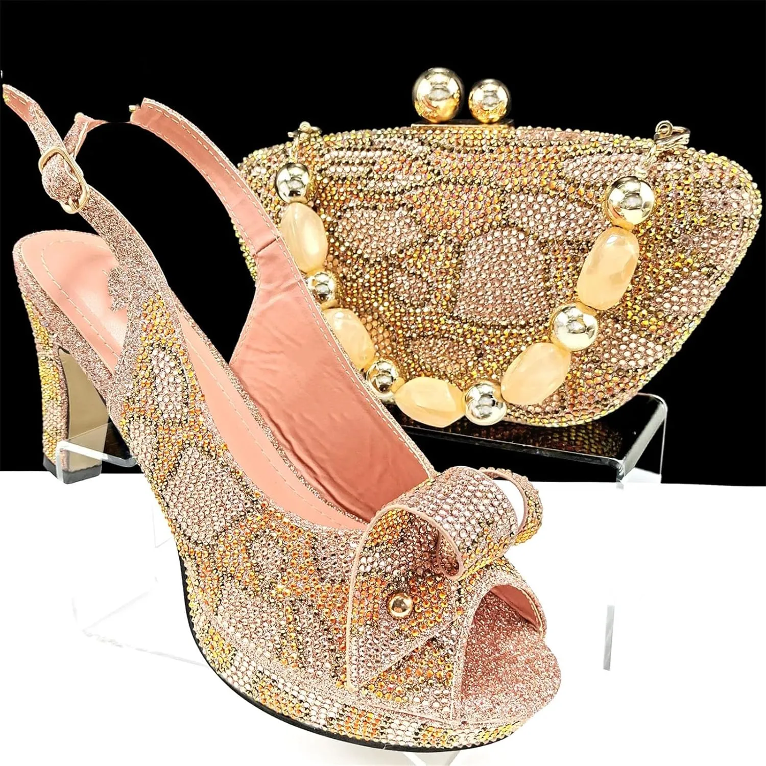 Women's Fuchsia Italian Platform Pumps & Clutch Wedding Essentials
