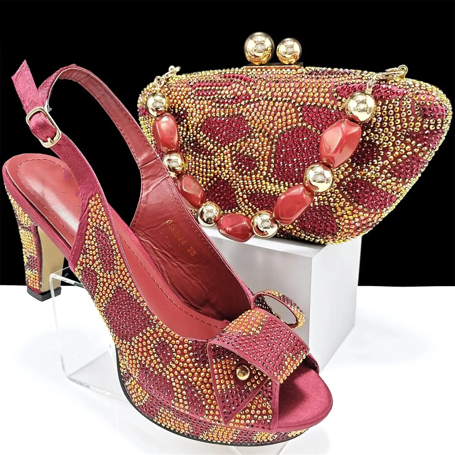 Women's Fuchsia Italian Platform Pumps & Clutch Wedding Essentials