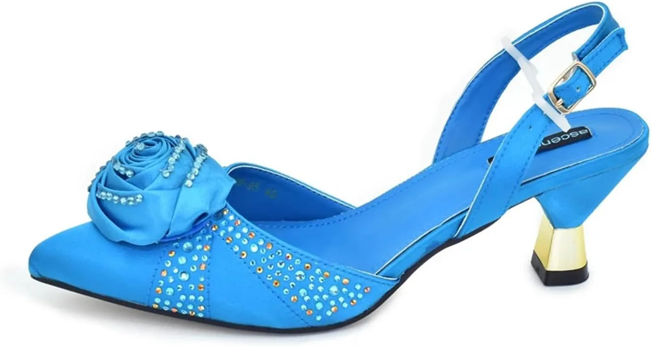 Women's Fuchsia Nigerian Party Set - Italian Rhinestone Heels & Wedding Handbag