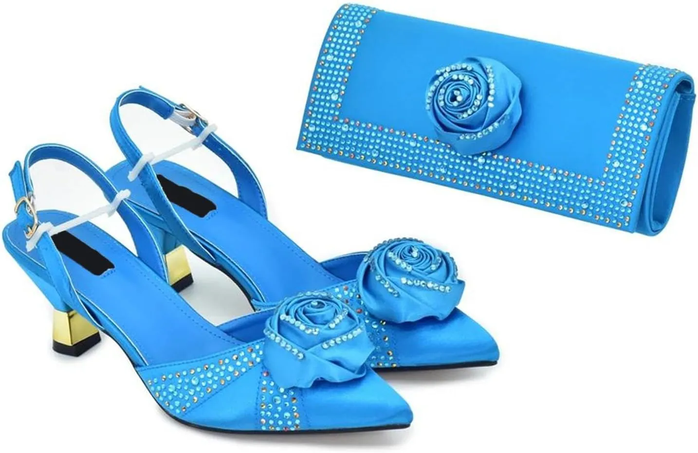 Women's Fuchsia Nigerian Party Set - Italian Rhinestone Heels & Wedding Handbag