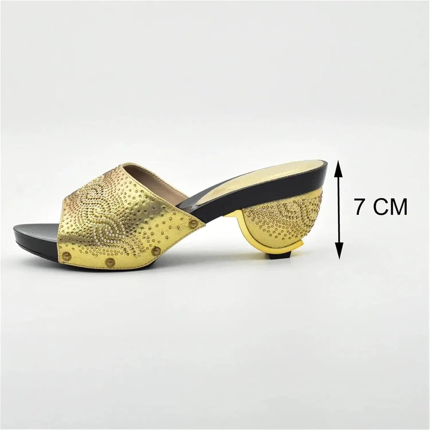 Women's Gold Rhinestone Shoe & Bag Set - Nigerian-Italian Pumps & Clutch for Weddings and Evening Events