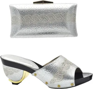 Women's Gold Rhinestone Shoe & Bag Set - Nigerian-Italian Pumps & Clutch for Weddings and Evening Events