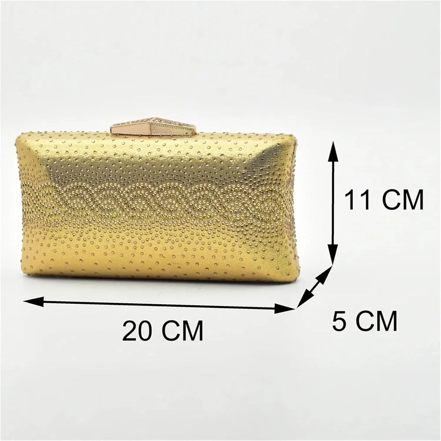 Women's Gold Rhinestone Shoe & Bag Set - Nigerian-Italian Pumps & Clutch for Weddings and Evening Events