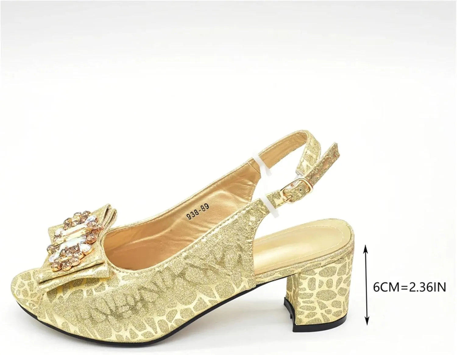 Women's Gold-Tone Nigerian Royal Set - Hammered Metal Pumps & Embossed Leather Clutch for Traditional Palace Weddings