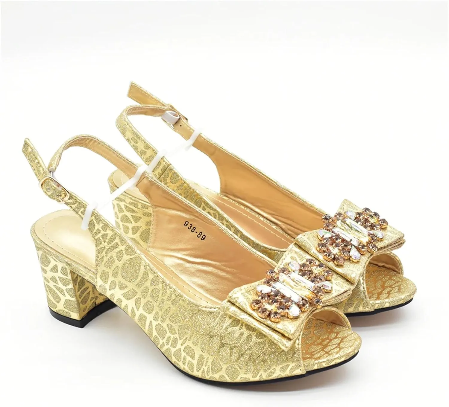 Women's Gold-Tone Nigerian Royal Set - Hammered Metal Pumps & Embossed Leather Clutch for Traditional Palace Weddings