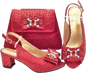 Women's Gold-Tone Nigerian Royal Set - Hammered Metal Pumps & Embossed Leather Clutch for Traditional Palace Weddings