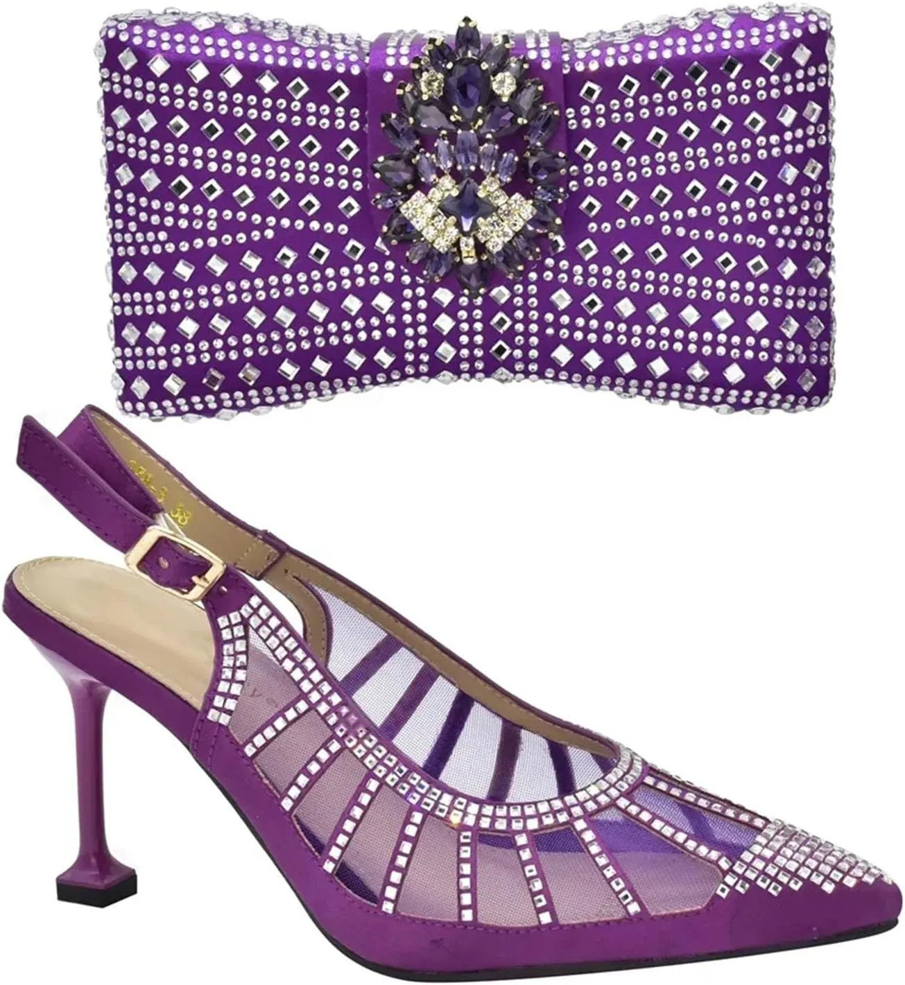 Women's Italian Applique Bridal Set - Wedding Shoes & Matching Clutch Bag