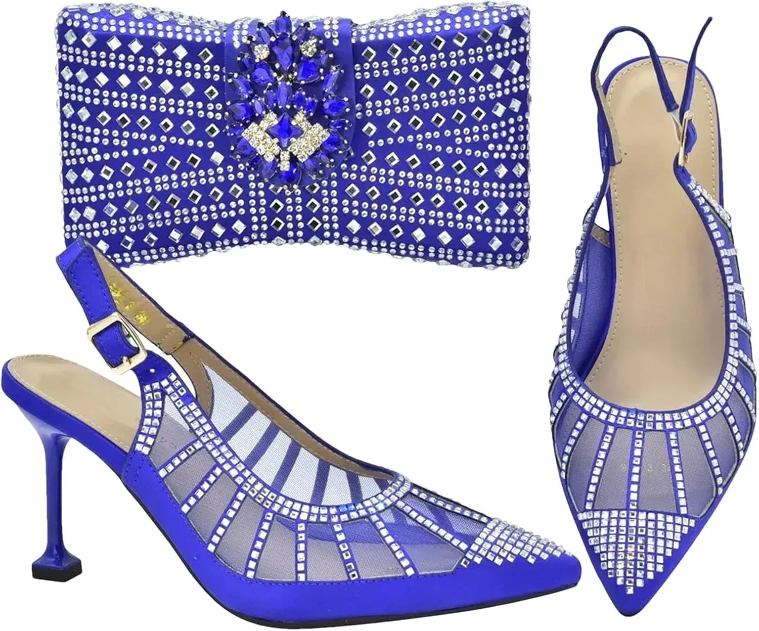 Women's Italian Applique Bridal Set - Wedding Shoes & Matching Clutch Bag