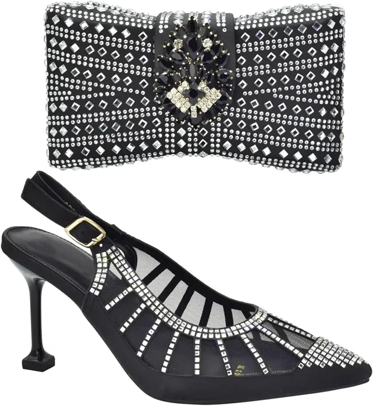 Women's Italian Applique Bridal Set - Wedding Shoes & Matching Clutch Bag