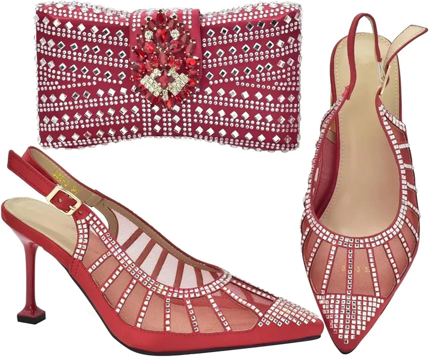 Women's Italian Applique Bridal Set - Wedding Shoes & Matching Clutch Bag