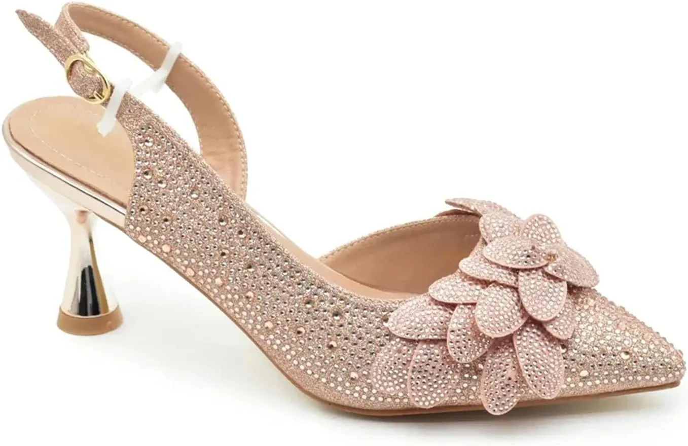 Women's Italian Bridal Diamond Set - Full Crystal Wedding Shoes & Luxury Evening Bag