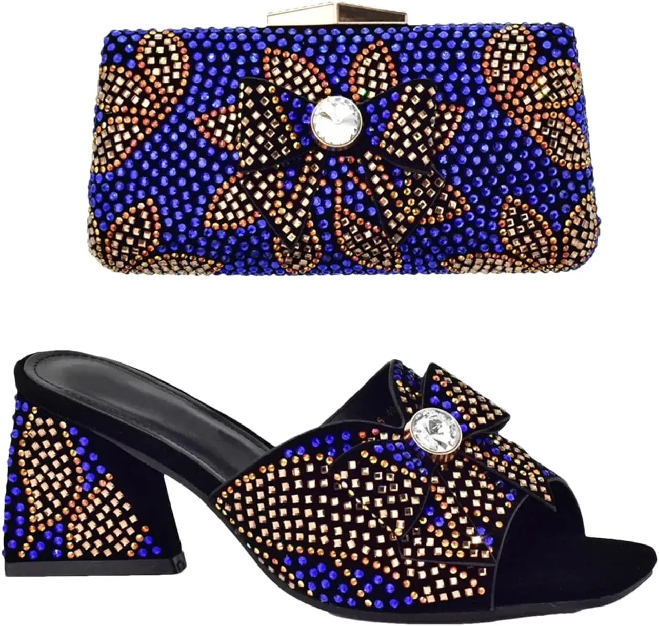 Women's Italian Diamond Bridal Set - Luxury Wedding Shoes & Evening Bag