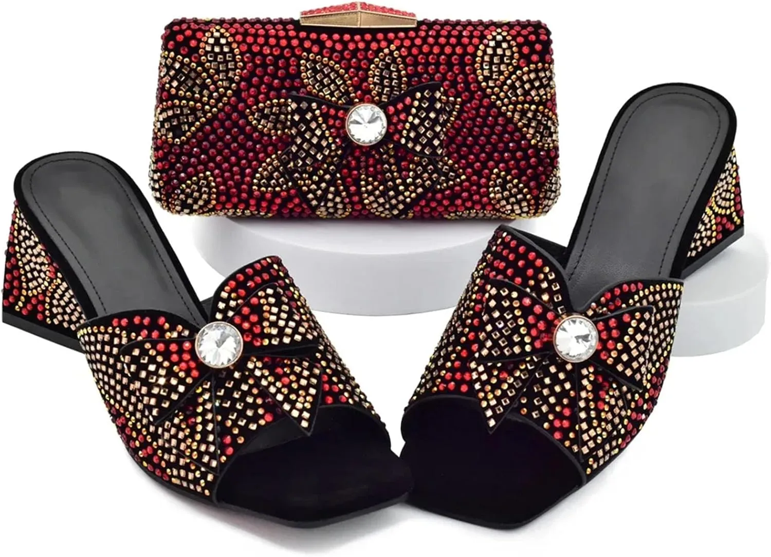 Women's Italian Diamond Bridal Set - Luxury Wedding Shoes & Evening Bag