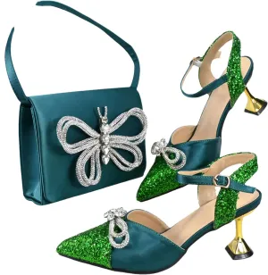 Women's Italian Mature Red Pointed Toe Pumps & Clutch Set - Elegant Wedding Shoes and Bag