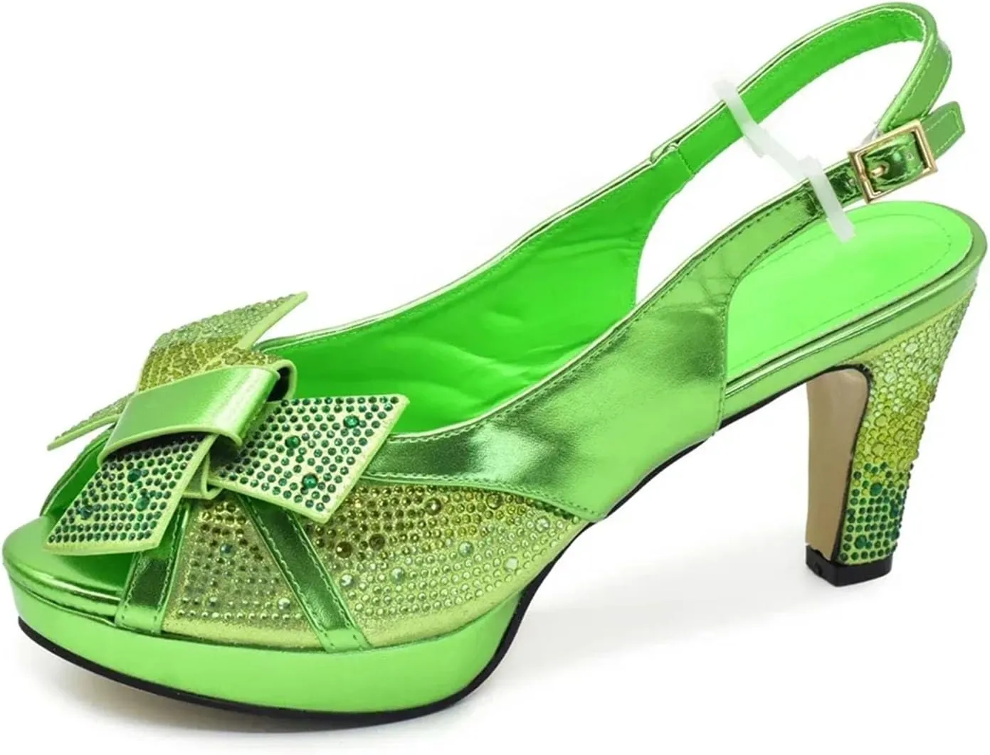 Women's Italian Peep-Toe Bridal Set - Rhinestone High Heels & Wedding Clutch Bag (Nigeria Edition)
